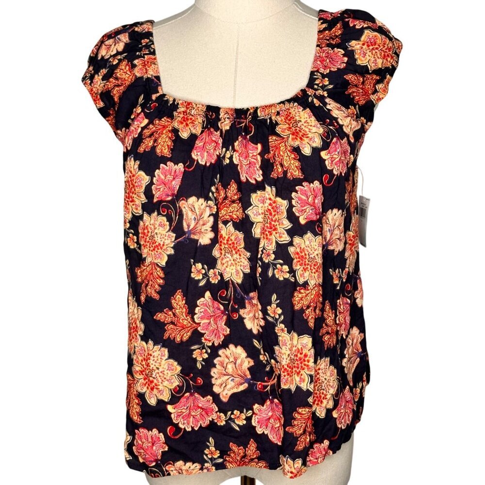 NWT Old Navy Floral Tie Back Swing Top Womens S Boho Hippie Festival Cottage - Picture 3 of 14